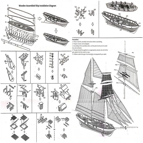 Wooden Sailing Boat Model DIY Kit Ship Assembly Decoration Gift Ship Model Kit - Picture 8 of 16