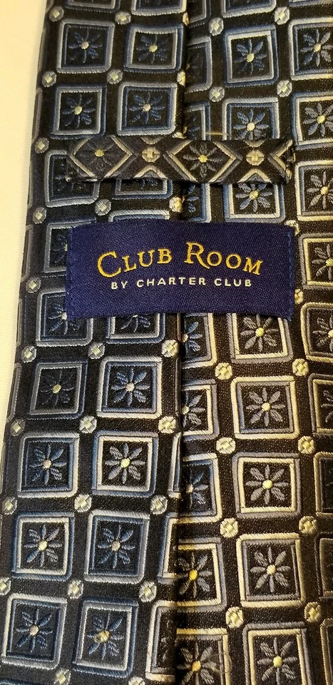 Gravata masculina Club Room por Charter Club design azul/prata - Imagem 3 de 3