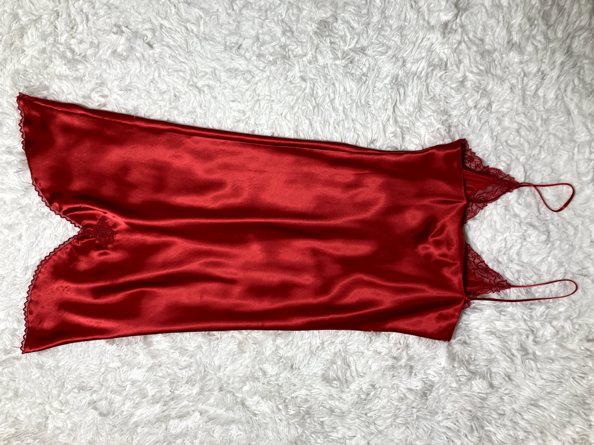 Victorias Secret Slip Dress Red Satin Bias Cut Silky Gold Victorias Secret Slip Dress Red Satin Bias Cut Silky Gold