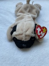 VINTAGE Ty Beanie Babies Collection 1996 Pugsly Plush Dog Puppy