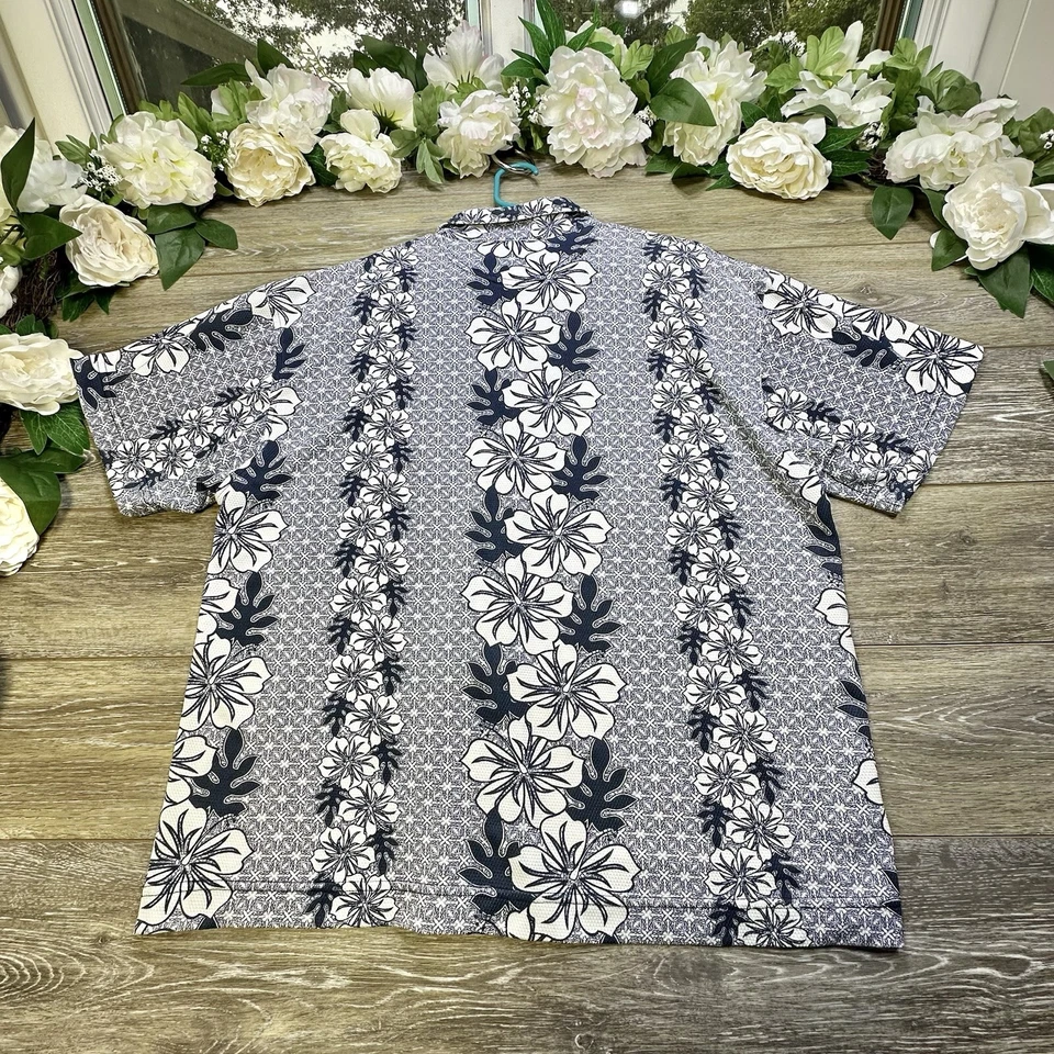 Vintage Hawaiian Shirt Size Large Men’s (42-43) Blue Button Down Point Zero - Image 2 of 4