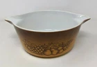 Vintage MCM Pyrex Butterscotch Old Orchard 475-B Baking Casserole Dish 2 1/2 Qt