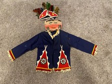 Vintage Indian Halloween Costume, Jacket w/Mask Feather Headdress, Kid Size