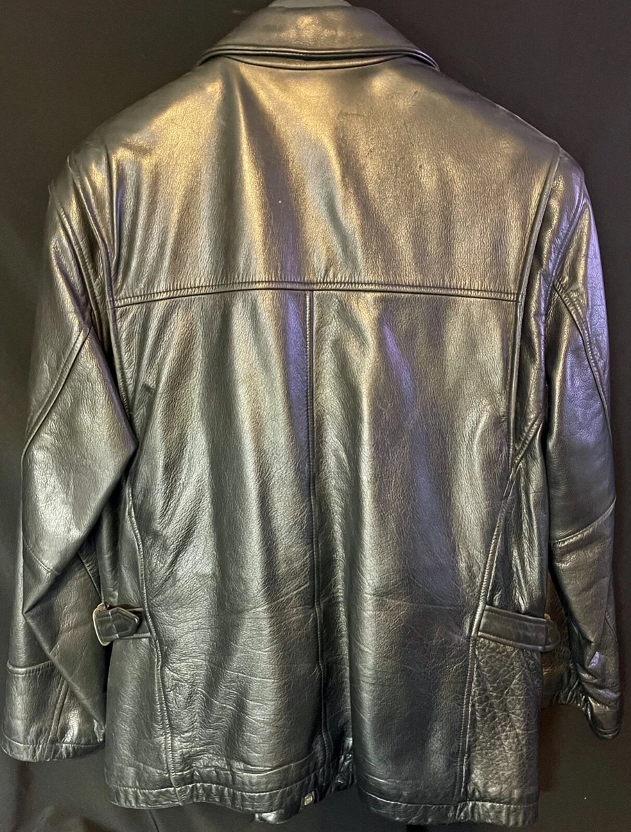 MARC ANDREWS Leather Coat with Quilted Lining Black MED Marc New York