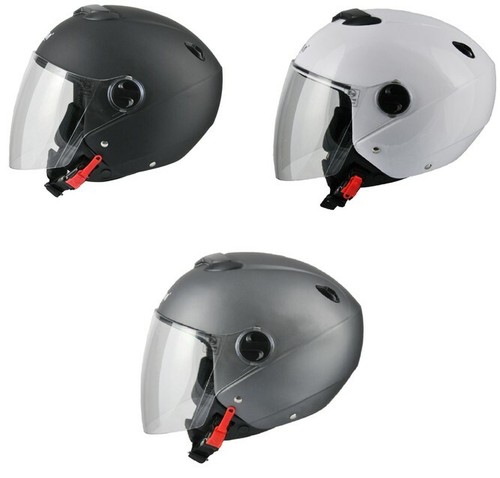 Casco demi jet OMOLOGATO per Moto e Scooter JFM con grafica visiera lunga |  eBay