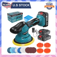 Cordless 6" Car Buffer, 21V Batteries, 6-Speed 5500RPM Polisher