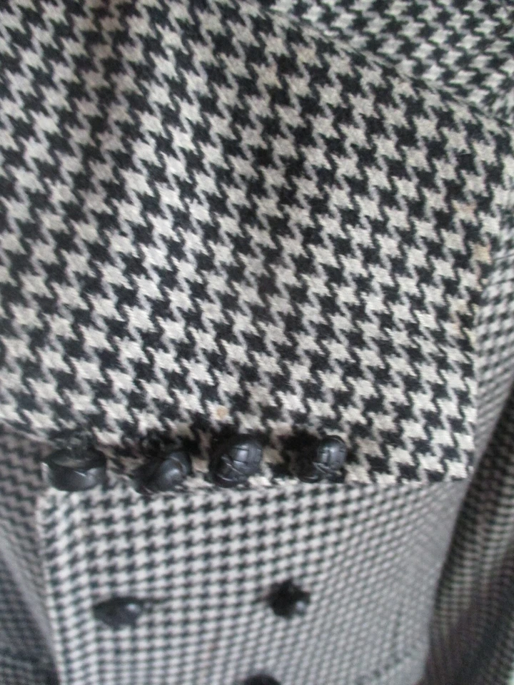 Abrigo Stanley Blacker blanco pata de gallo mediados de siglo hecho en unión mediano Foto 2 de 4