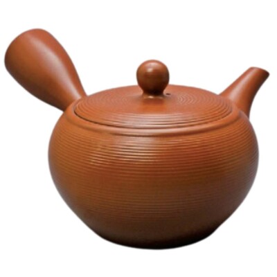 Teapot Kyusu Tokoname - AKIRA - Orange - 540 ml/cc - Stainless Mesh - Striped B