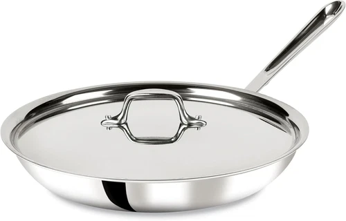 All-Clad D3 12" Stainless Steel Frying pan W/Lid, 3-Ply Stainless Steel Pan, Ind