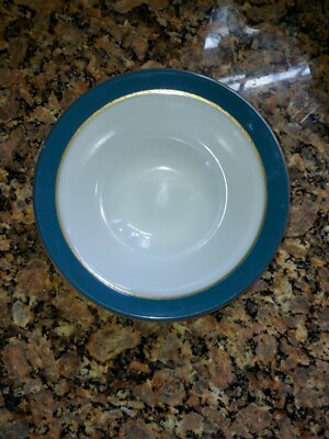 Vintage Corning USA Individual Soup/Cereal Bowl w/ Turquoise Band Retired 