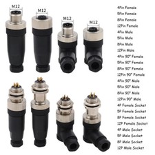 4/5/8/12Pin PG7 IP67 M12 Sensor Connector Male/Female Straight/Right Angle Plug