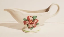 HOMER LAUGHLIN COMPANY USA MINI SMALL CERAMIC GRAVY BOAT PITCHER HIBISCUS FLOWER
