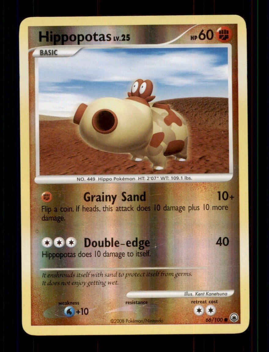 Pokemon Card Hippopotas Majestic Dawn 66/100 EXCELLENT/NEAR MINT Revesre Holo!!!
