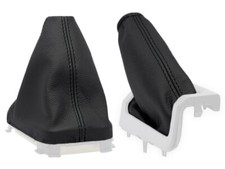 PER VOLVO V70 XC70 2000-2005 CUFFIA LEVA CAMBIO e FRENO A MANO PELLE NERA