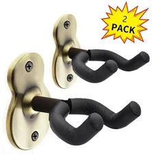 2 Pack Electric Bass Guitar Wall Mount Hanger Hooks Rack Display Stand Holder 