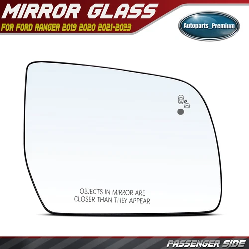 Right Passenger Mirror Glass w/ Blind Spot Detection for Ford Ranger 2019-2023