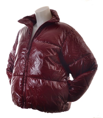 Women's Short Wet Look Puffer Jacket - A New Day Berry XXL, Pink