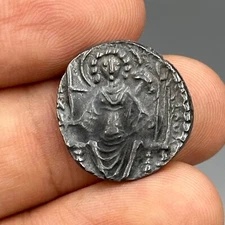 Ancient Solid Silver Kushan Empire Vasu Deva III Coin