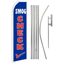 "SMOG CHECK" Advertising Super Flag & Pole Kit auto car upper case