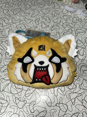 Aggretsuko Metal Face Coin Case Plush Zipper Pouch Sanrio Japan
