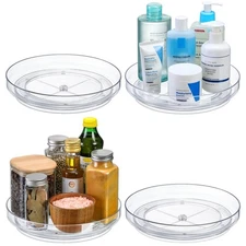 4 Pack 9 Inch Clear Acrylic Lazy Susan, Non-Skid Turntable Organizer for Cabi...