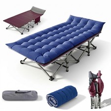 Folding Camping Cot Heavy Duty Sleeping Bed Military Portable Cots w/ Carry Bag