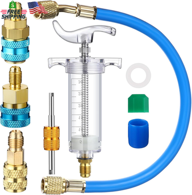 #ad Oil and Dye Injector Kit 1 4 SAE with SAE R134A Oil Injector R1234Yf Low Side Qu $32.86