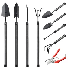 5-Piece Garden Tool Set, Extendable Handle, Trowel, Cultivator, Weeder, Gifts