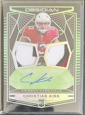 2018 Obsidian CHRISTIAN KIRK  DUAL PATCH AUTO RC #d 2/25 GREEN ETCH  MINT TEXANS