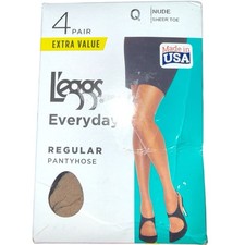 L  eggs Everyday Pantyhose 4 Pair Nude Q Sheer Toe USA Made 2019