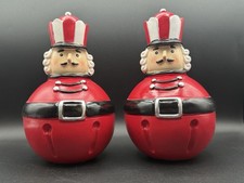NEW Set of 2 Holiday Time Christmas Nutcrackers Bell Shaped Resin Tabletop Decor