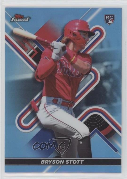 2022 Topps Finest Sky Blue Refractor 225/300 Bryson Stott #13 Rookie RC 0y9e