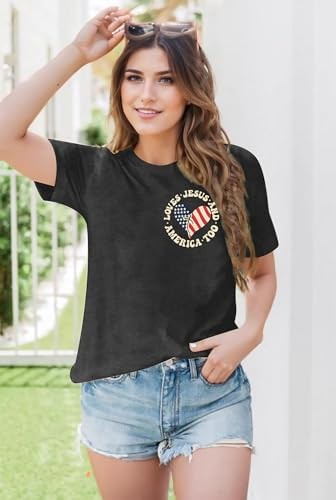American Flag Shirts Women: 4th of July T-Shirt Independence Day Patriotic