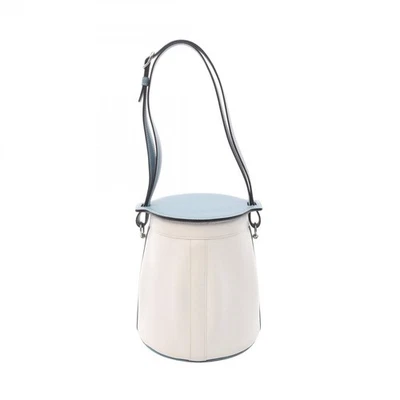 Sac seau bandoulière HERMES Farming PM Picolore cuir Epsom blanc bleu SHW occ... - Photo 1/4
