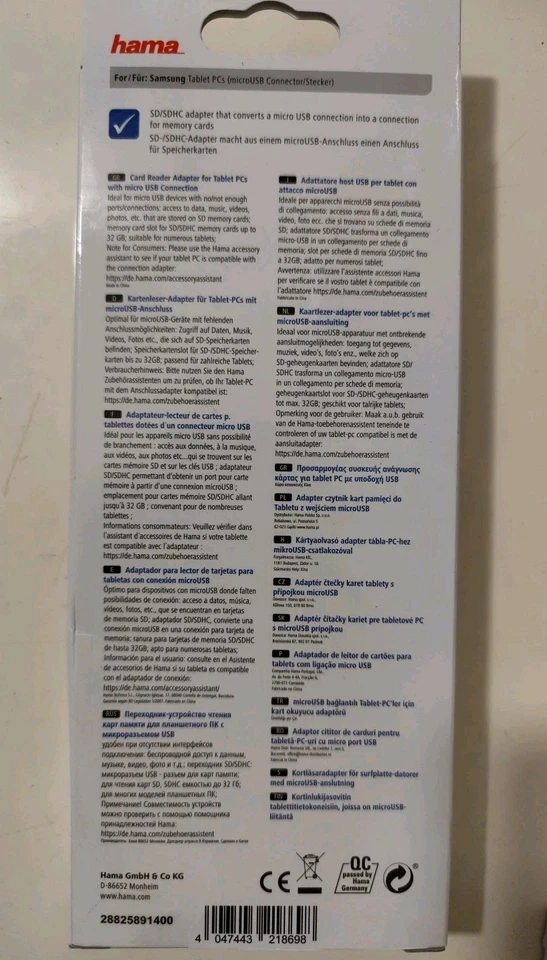 Hama Micro-USB OTG Adapter SD Kartenleser Card Reader Daten-Kabel Handy Tablet - Bild 2 von 2