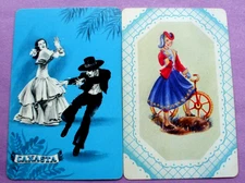 2 Single Vintage Swap Playing Cards/blank bks Flamenco Dancers Bicycle Gal