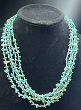 5 Strand Blue Turquoise Colored Bead Necklace 20"-21.5" With Extender Statement