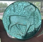 Vintage Blenko Art Glass Aries Zodiac Green Paperweight Suncatcher