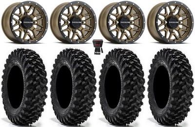 Raceline Krank 14'' Wheels Bronze 34'' Warrior XT Tires Can-Am Defender