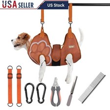 Complete Pet Grooming Kit W/ Hammock Nail Clipper Comb Adjustable Straps New
