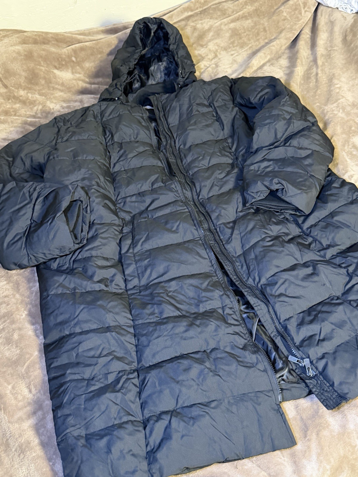 Woman Within Long Packable Puffer Jacket 34/36 4X Black