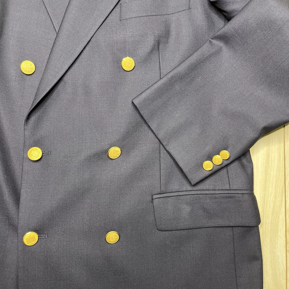 Brooks Brothers Brooksease Double Breasted Gold Button Blazer Mens 41L Navy Wool - Image 3 of 4
