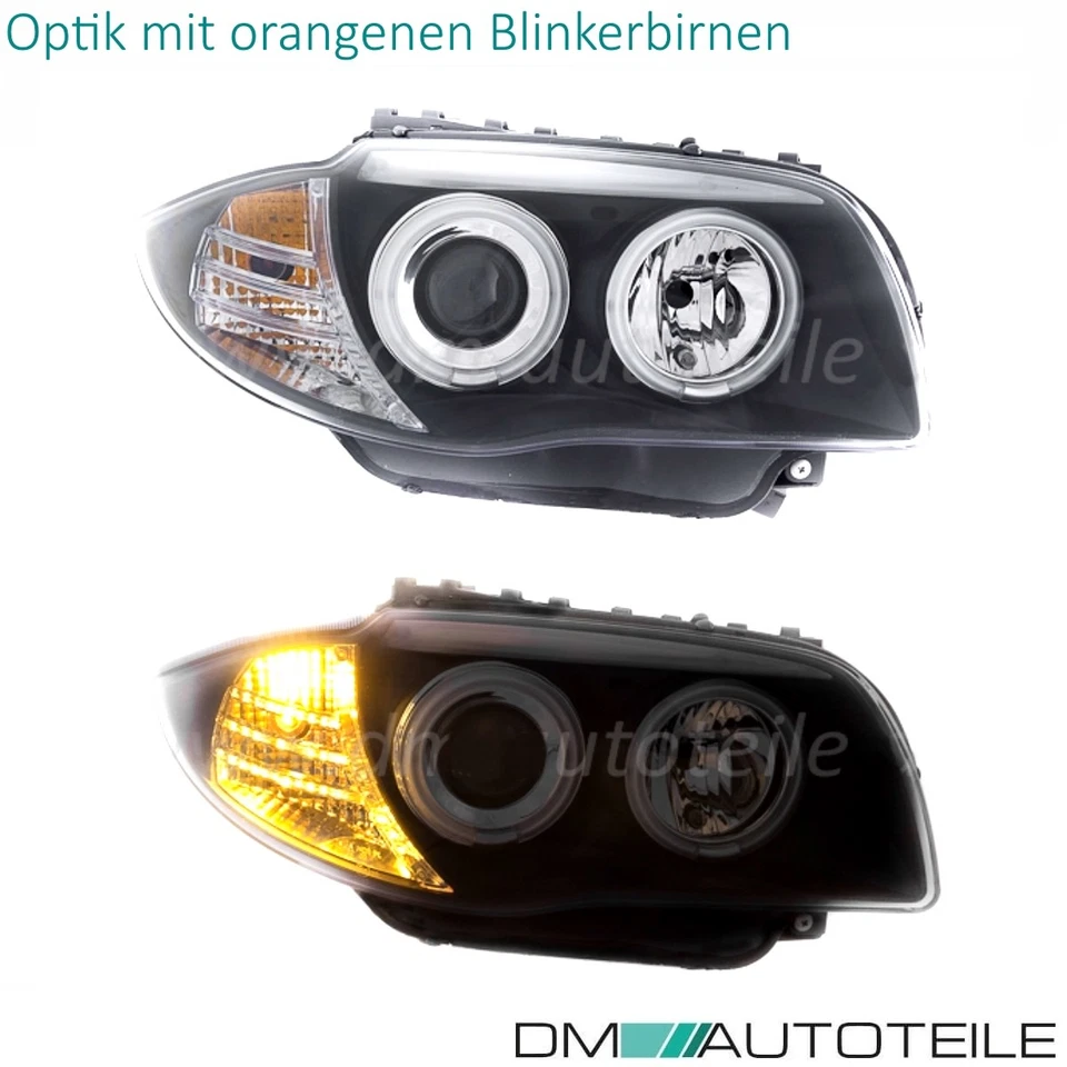 Set CCFL LED Angel Eyes Scheinwerfer Schwarz passt für BMW 1er E81 E87 E82 E88 - Bild 4 von 4