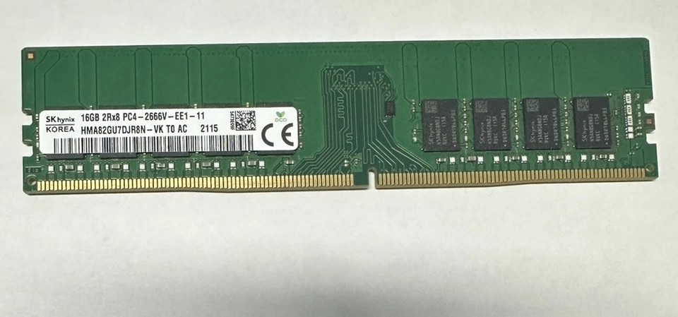 8 piezas - Memoria RAM de servidor Hynix 16 GB DDR4-2666 PC4-21300 2Rx8 HMA82GU7DJR8N-VK Foto 1 de 1
