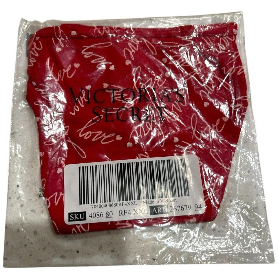 Victoria's Secret Mujer Lápiz Labial Rojo Love Acanalado Tanga en V Panty Talla XXL Foto 4 de 4