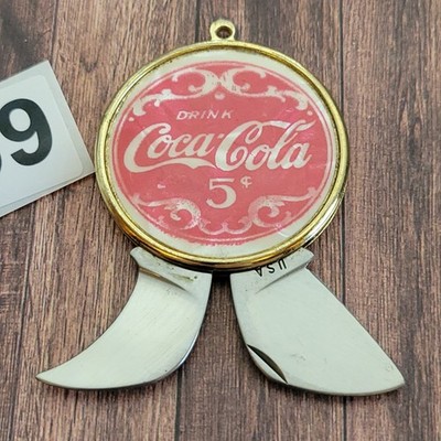 Coca Cola Round Cigar Cutter Folding Pocket Knife USA