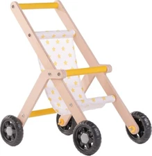 Wooden Baby Stroller for Dolls, Retro Style Doll Carriage for Baby Girls, Montes