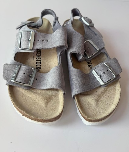 BIRKENSTOCK Milano Grau Wildleder Leder Sandalen Fußbett 140£ EUR 37 *NEU* - Bild 5 von 7
