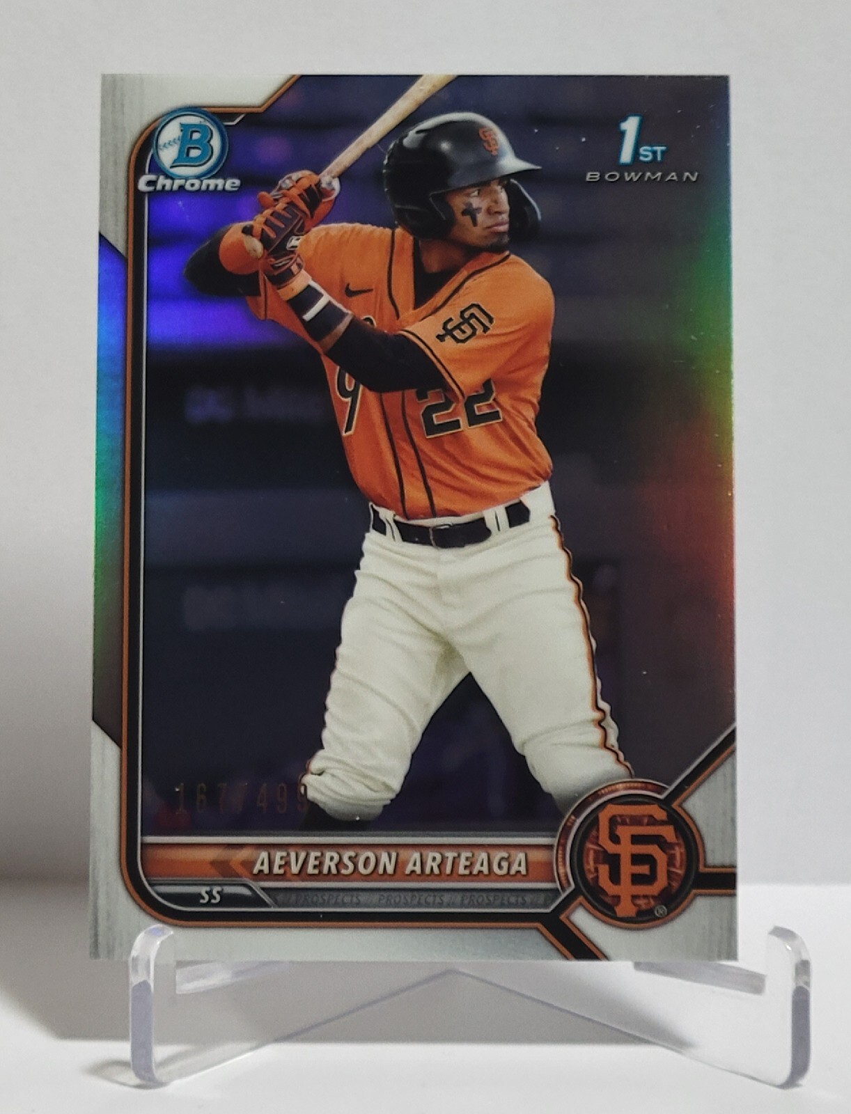 2022 Bowman Chrome Aeverson Arteaga 1st Bowman REFRACTOR 167/499 Giants #BCP-82