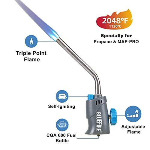 BLUEFIRE Verlängerungsrohr Trigger Start Gas Schweißbrennerkopf für Propan & MAP PRO - Bild 35 von 35